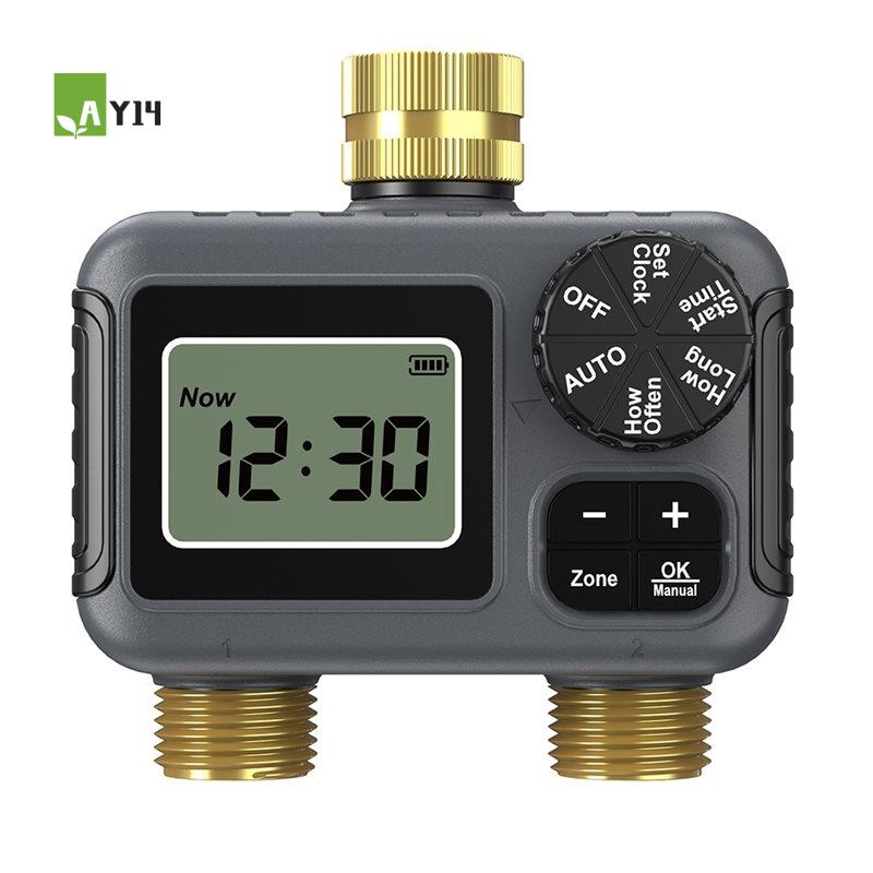 Timer Dual Outlet - AY14 - ตัวตั้งเวลาการรดน้ำอัตโนมัติแบบสองช่องทาง ระบบตั้งเวลาการรดน้ำอัจฉริยะสำหรับสวน วาล์วน้ำก๊อกน้ำ