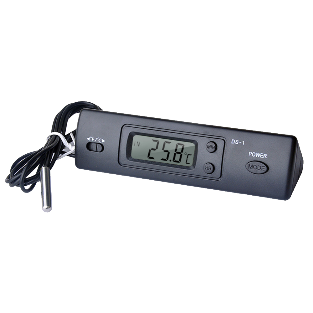 Digital Hygrometer Probe - เครื่องวัดอุณหภูมิขนาดเล็กเครื่องวัดอุณหภูมิดิจิตอลอิเล็กทรอนิกส์ในร่มกลางแจ้งเครื่องวัดอุณหภูมิมัลติฟังก์ชั่นแสดงอุณหภูมิเวลาพร้อมหัววัด