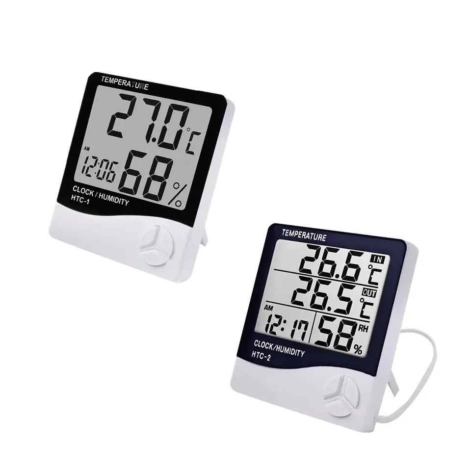 Digital Hygrometer Probe - เครื่องวัดอุณหภูมิและความชื้นดิจิตอล LCD สำหรับใช้ภายในอาคาร เซ็นเซอร์วัดอุณหภูมิและความชื้นแบบอิเล็กทรอนิกส์ สถานีตรวจอากาศสำหรับบ้าน