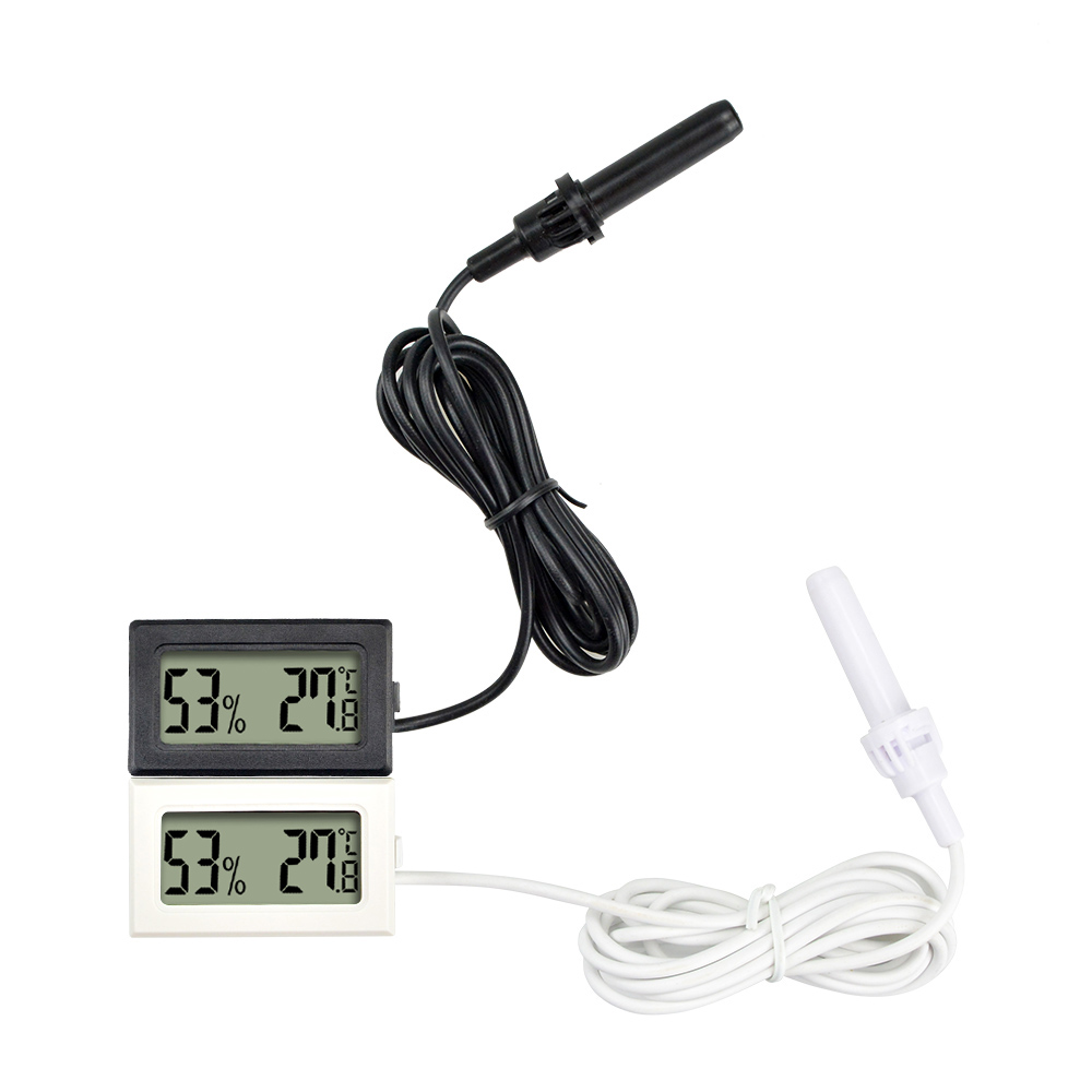 Digital Hygrometer Probe - 2pcs มินิดิจิตอลเครื่องวัดอุณหภูมิเครื่องวัดอุณหภูมิพร้อม Probe จอแสดงผล LCD อุณหภูมิฟาเรนไฮต์ความชื้นเมตรสําหรับ