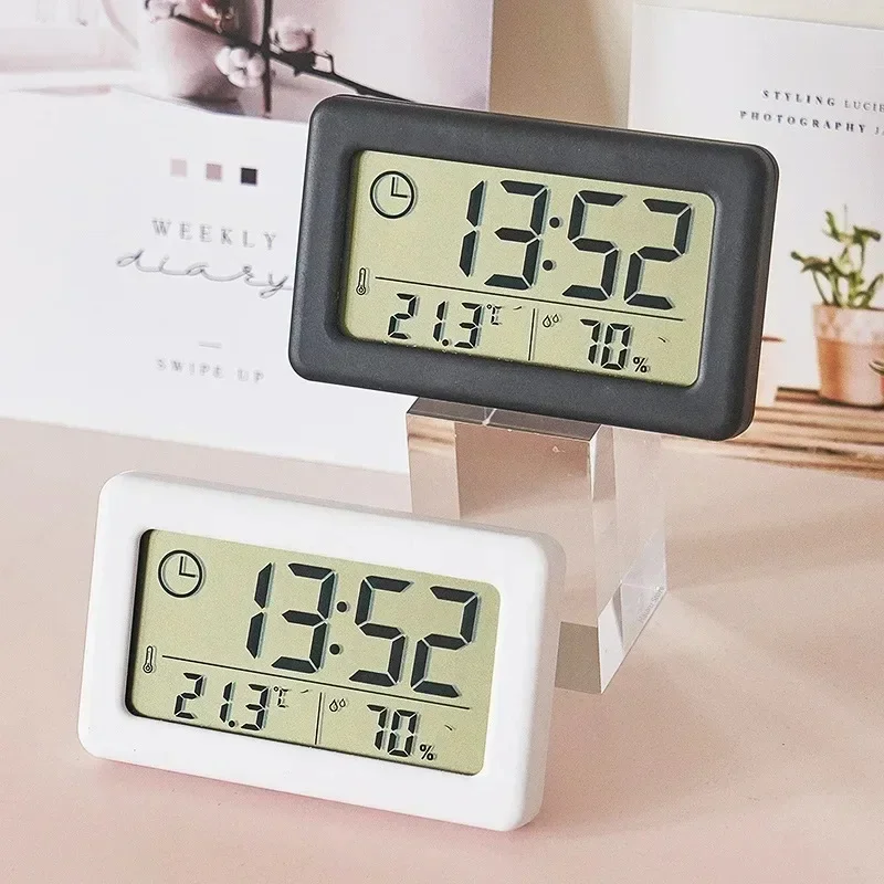 Digital Hygrometer Probe - นาฬิกาปลุกนาฬิกาดิจิตอลตกแต่งห้องนอนโต๊ะทำงานเครื่องวัดอุณหภูมิแบบตั้งโต๊ะ12/24H ใช้ไฟ LED ข้างเตียงอิเล็กทรอนิกส์ห้องนอน