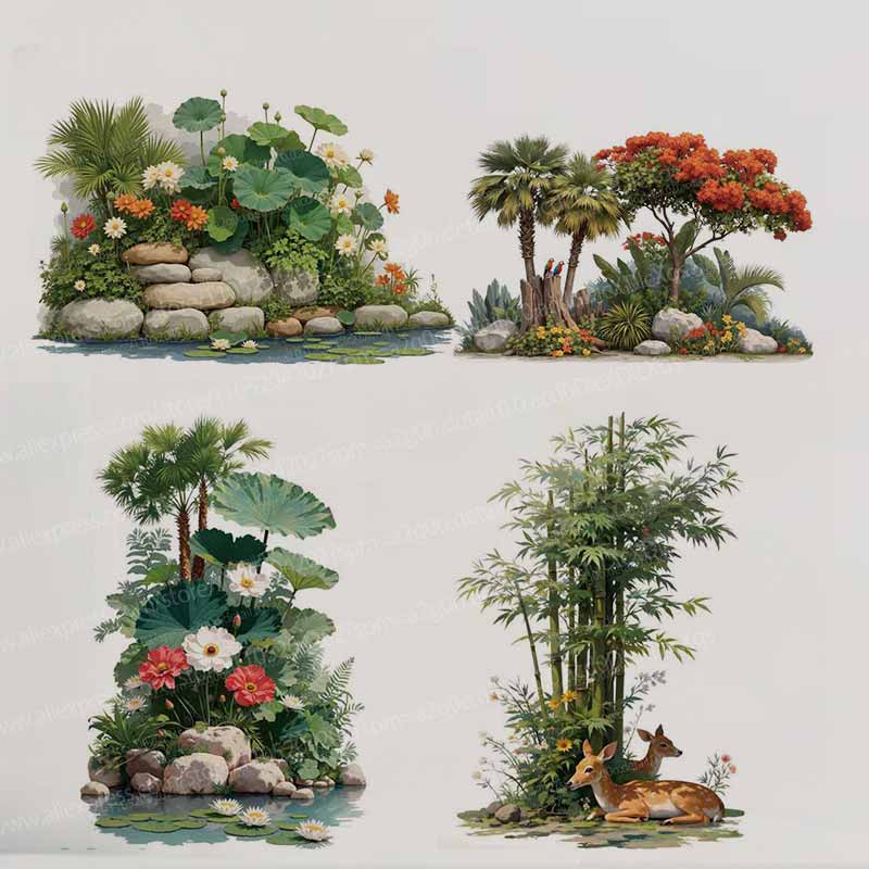 สติ๊กเกอร์ติดผนังลายต้นไม้ดอกไ - Pvc Panel Background บทวิจารณ์และราคา