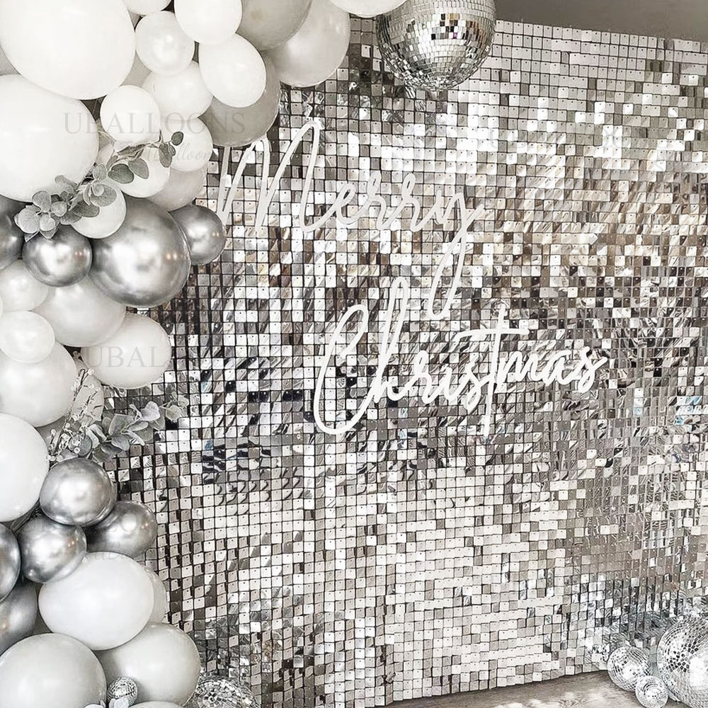 Silver Sequin Wall ฉากหลังแผง  - Pvc Panel Background บทวิจารณ์และราคา